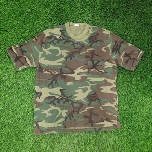 Vintage 80s Woodland Pocket Camo Shirt Women Large 20x25 USA